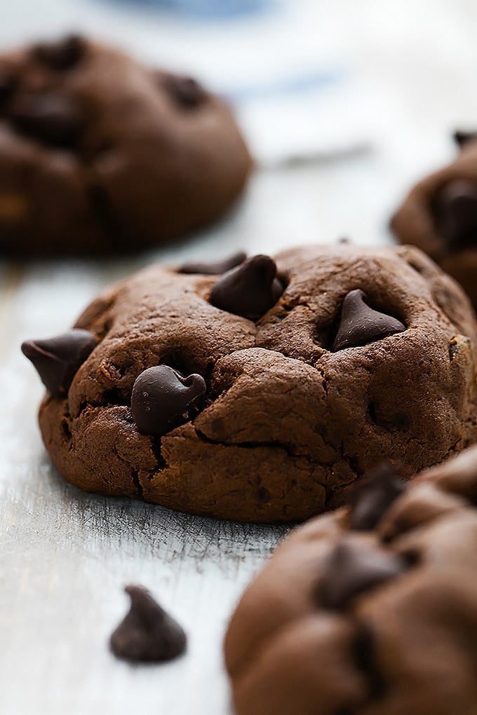 Fudgy Double Chocolate Chip Cookies
