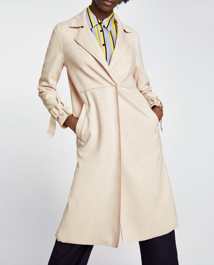 Zara Suede Effect Trench Coat