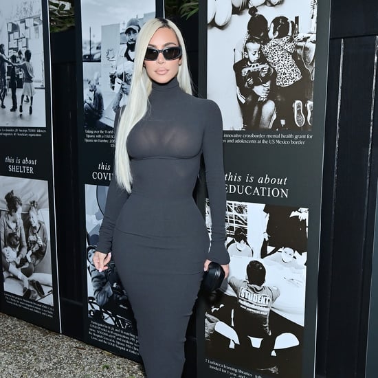 Kim Kardashian's Gray Balenciaga Dress and Neon-Green Boots