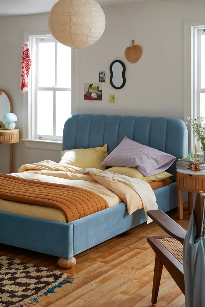 A Sky-Blue Upholstered Bed Frame: Juliette Bed