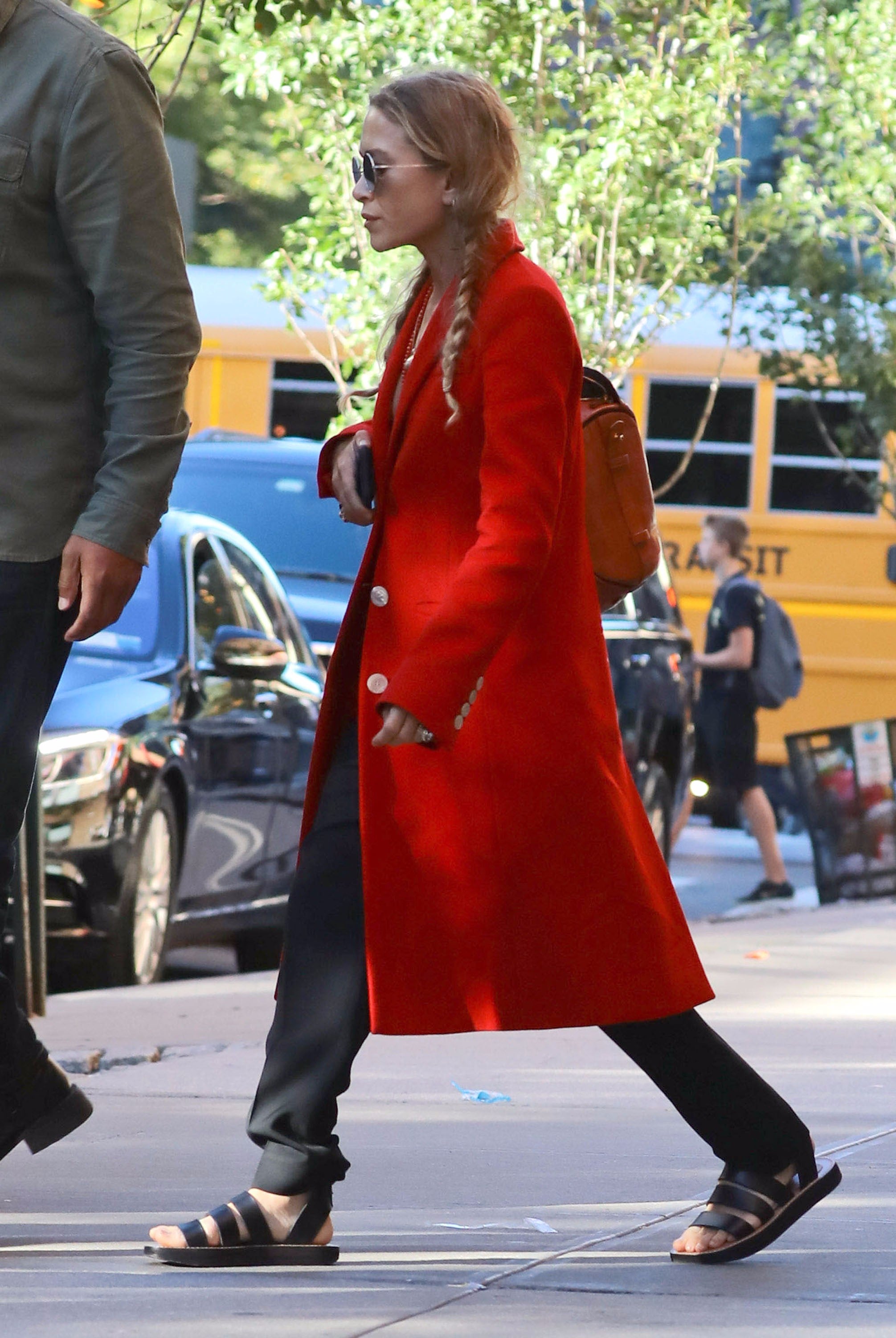 Mary Kate Olsen s Red Coat October 2016 POPSUGAR Fashion