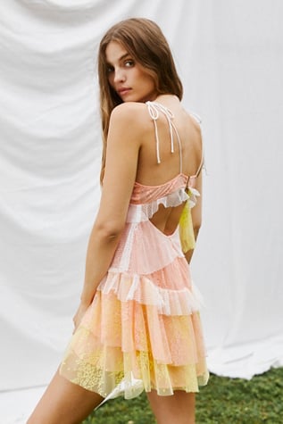 For Love and Lemons Sorbet Lace Mini Dress