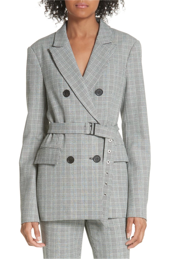 Tibi Belted Glen Check Blazer