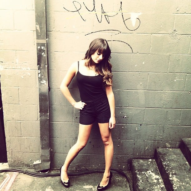 She flaunted her fit frame in a tight black ensemble on the Glee set in NYC in September 2012.
Source: Instagram user msleamichele