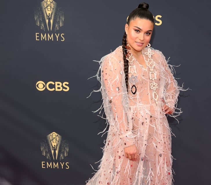 See Devery Jacobs's Sheer Feathered Dress at the 2021 Emmys