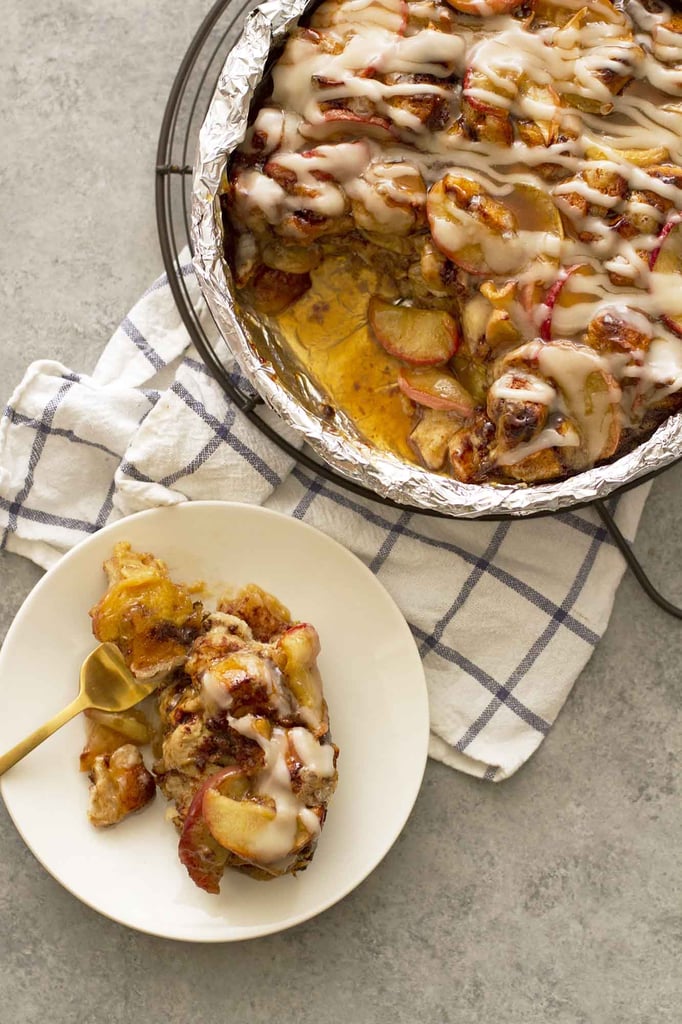 Caramel Apple Cinnamon Roll Breakfast Bread Pudding