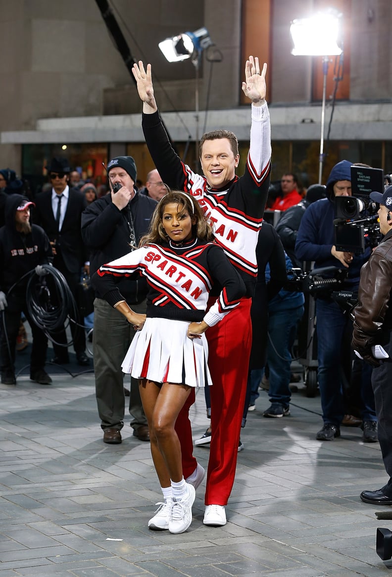 Tamron Hall and Willie Geist as the Cheerleaders