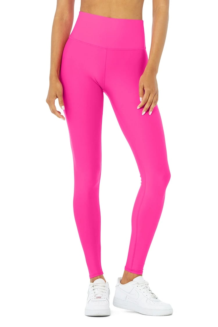 Checkpoint High Waist Pocket 7/8 Leggings In Neon Pink