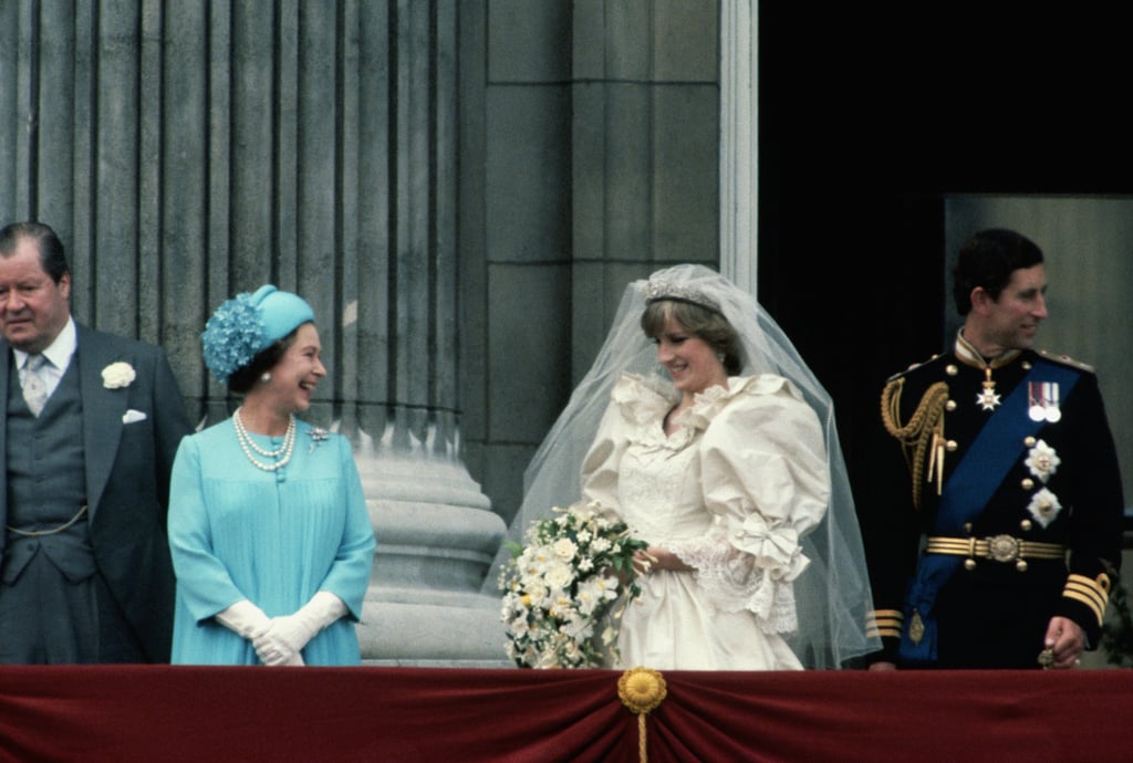 Following her wedding to Prince Charles, Diana, Princess of Wales, shared a moment with her mother-in-law on the Buckingham Palace balcony in 1981.