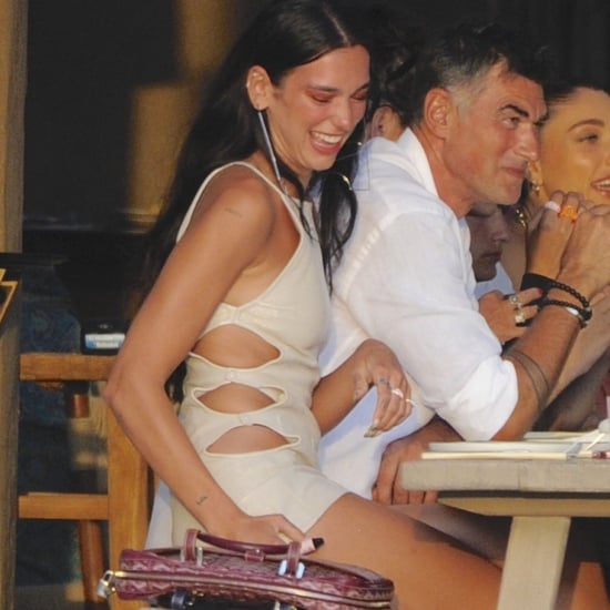 Dua Lipa Wearing a Beige Cutout Dress on Vacation in Ibiza
