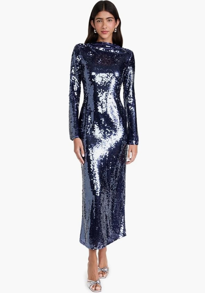 Best Winter Wedding-Guest Dresses: Self Portrait Navy Sequin Dress