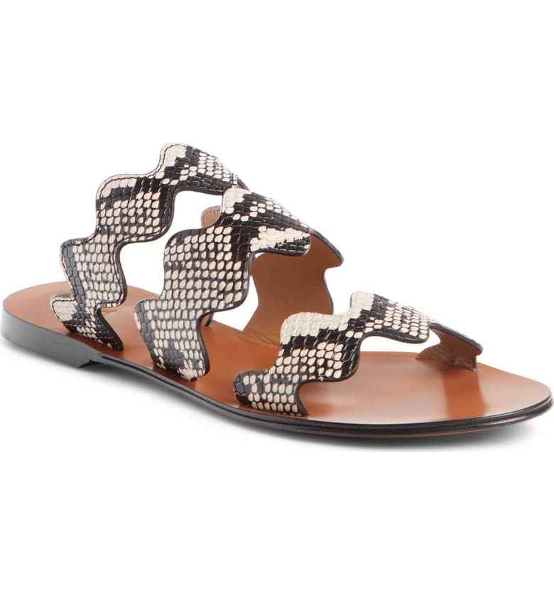brown scalloped sandals