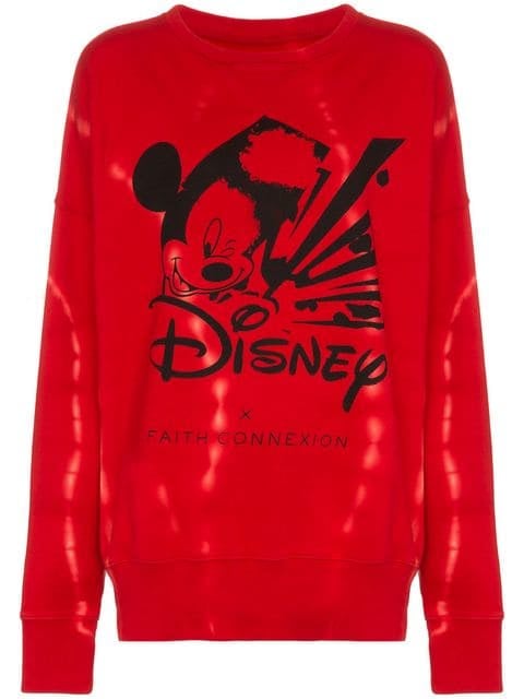 Faith Connexion Mickey Long-Sleeved Cotton Red Sweatshirt