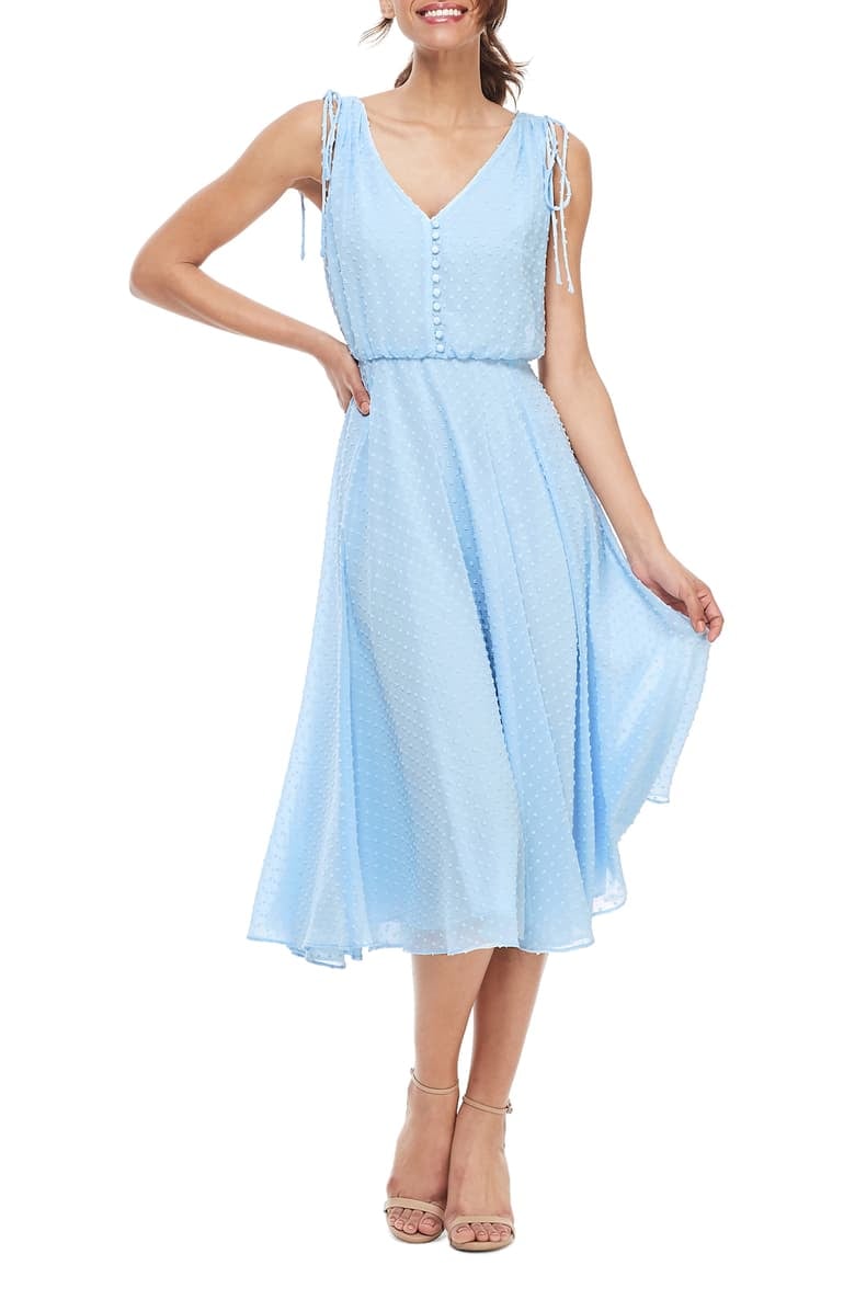 Gal Meets Glam Collection Hilary Clip Dot Chiffon Midi Dress Wow