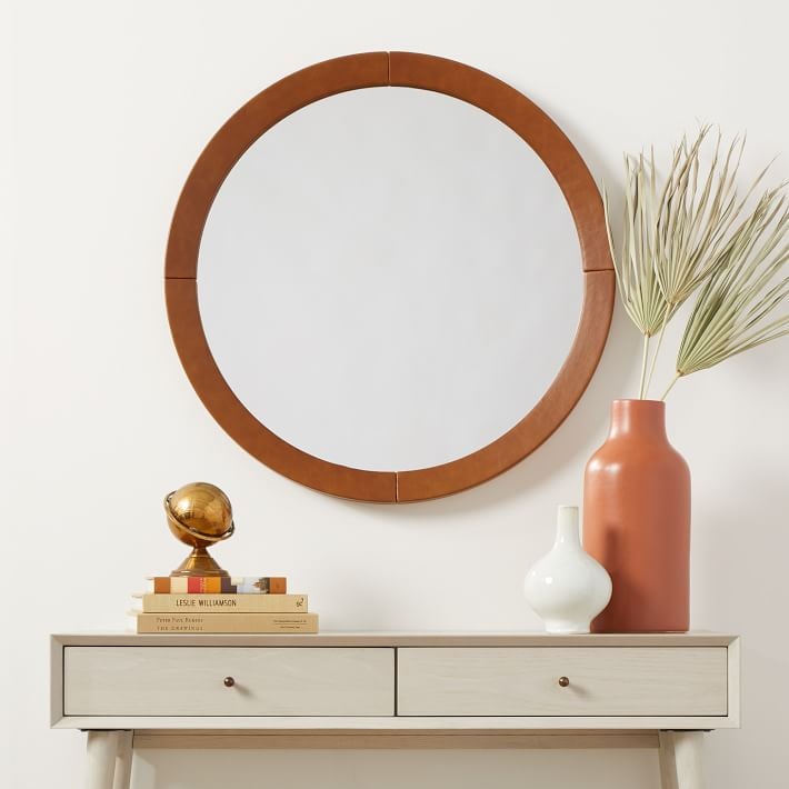 Anders Round Leather Mirror