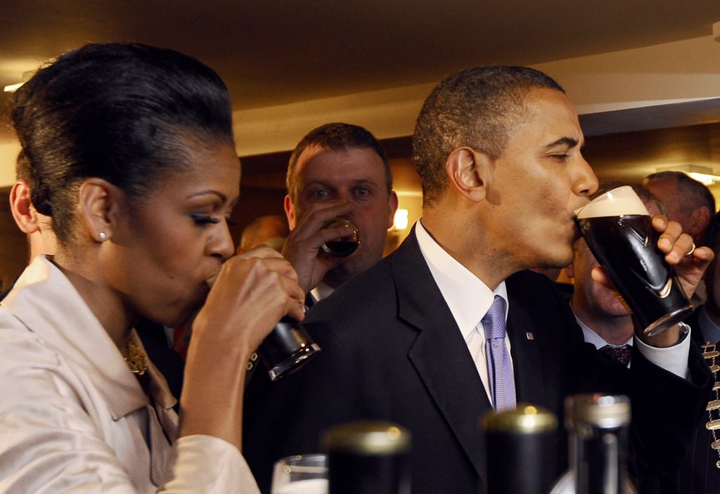 During a 2013 visit to Moneygall, the village in rural County Offaly, Ireland, where Barack's great-great-great grandfather Falmouth Kearney came from, the Obamas drank Guinness.