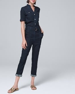 White House Black Market Soft Denim Cropped Jumpsuit