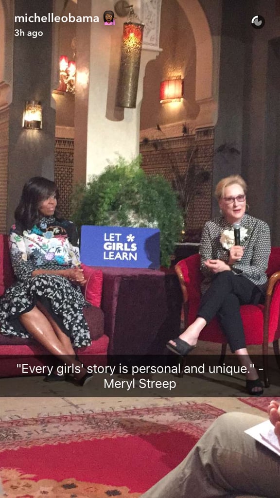 She joined actress Meryl Streep on a session about the importance of education.