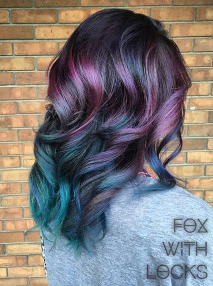 blue and red ombre hair