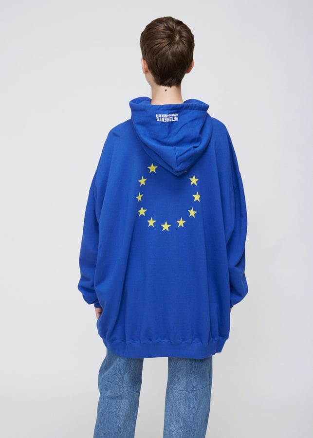 Vetements Blue Oversized Hoodie With Print