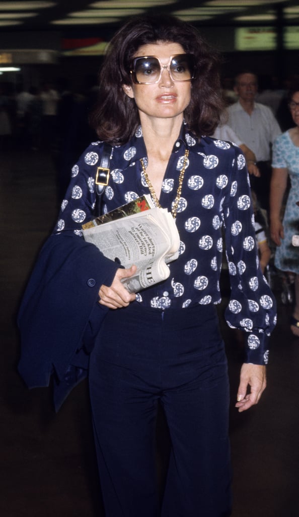 Jackie Kennedy at Heathrow Airport in 1976