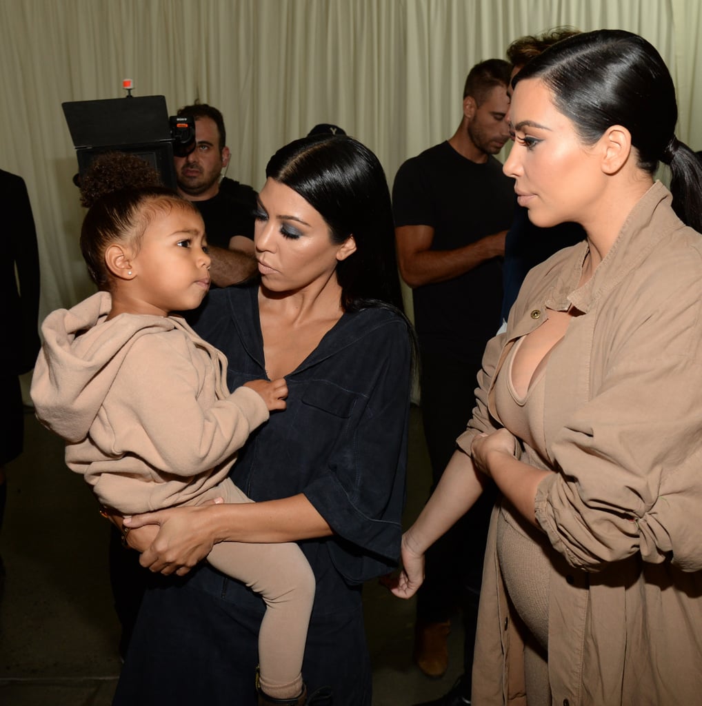 Kim Kardashian and North West at Yeezy Season 2 Fashion Show