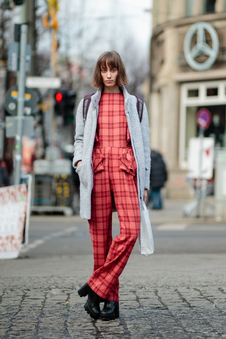 A Printed Jumpsuit and a Classic Coat