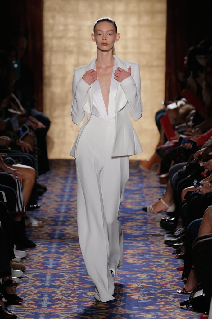 We'd love to see Michelle in a power suit from the designer. Though she's shown off unique black coordinates, she can obviously pull off lighter shades too, and this set would be a fine place to start.
Brandon Maxwell Spring 2017.