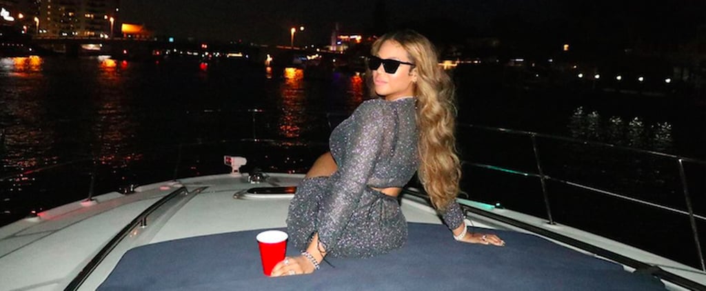 Beyoncé Wears a Metallic Oséree Outfit on a Boat