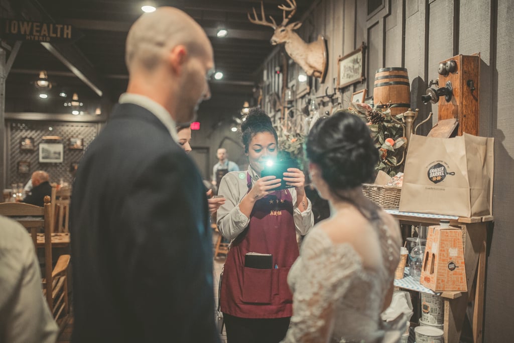 Couple's Engagement and Wedding Photos at Cracker Barrel