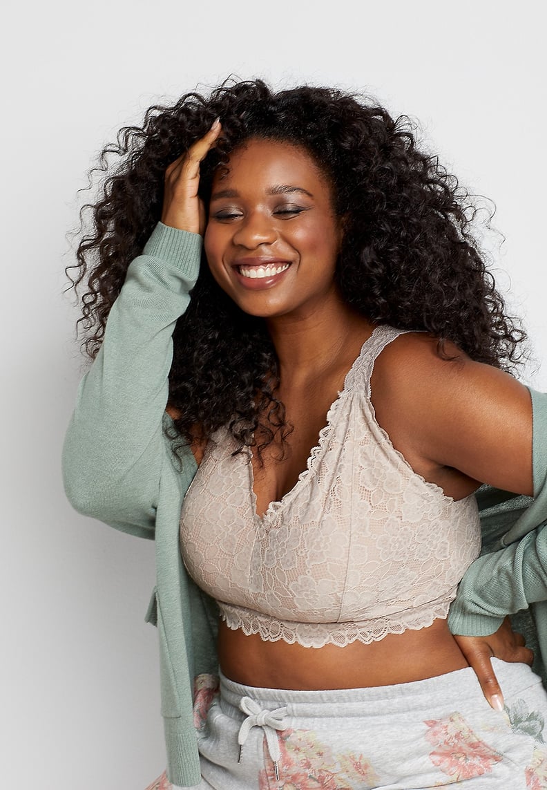 Maurices Plus Size Beige Wide Strap Lace Bralette