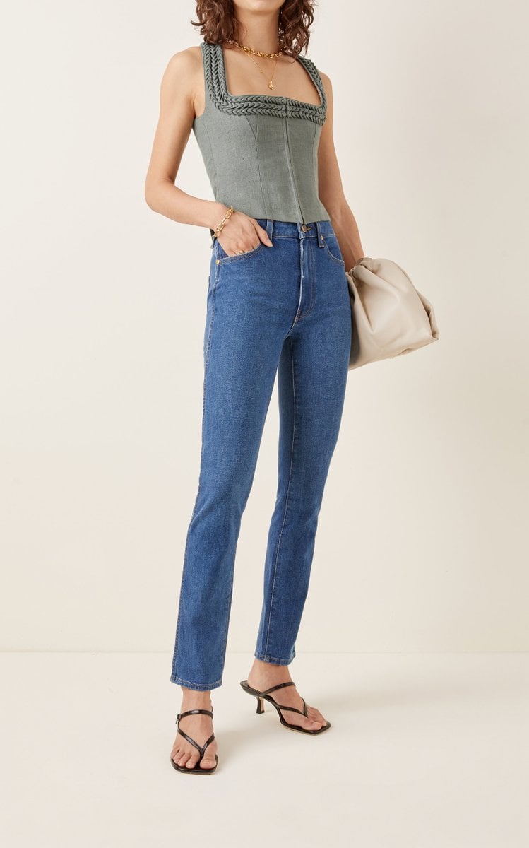 Lena Hoschek Helene Linen Bustier Crop Top