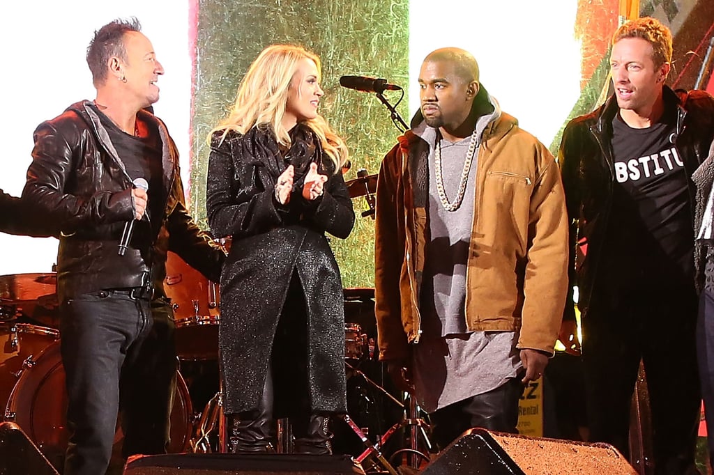 Bruce Springsteen, Carrie Underwood, Kanye West, and Chris Martin were some of the stars who performed at the World AIDS Day concert in NYC on Monday.
