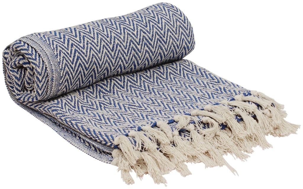 Reversible Chevron Throw Blanket With Tassels