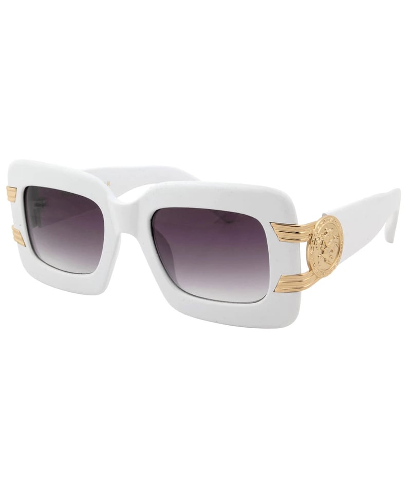 Giant Vintage Smash Sunglasses in White/Gold