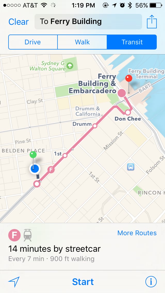 Use Public Transit Directions on Apple Maps