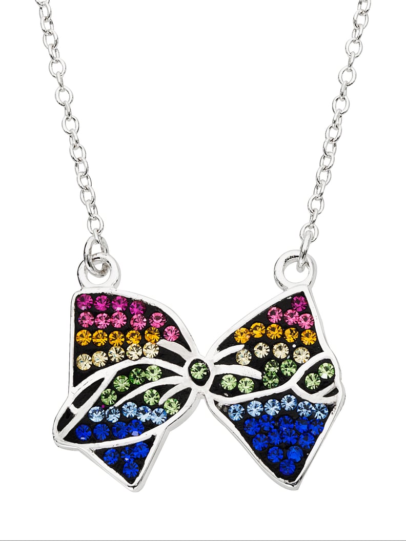 A Statement Necklace: JoJo Siwa Jewelry Silver Plated Rainbow Crystal Bow Necklace