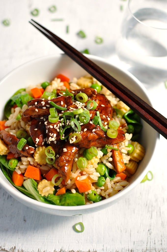 Sticky Chicken With Vegetable Fried Rice