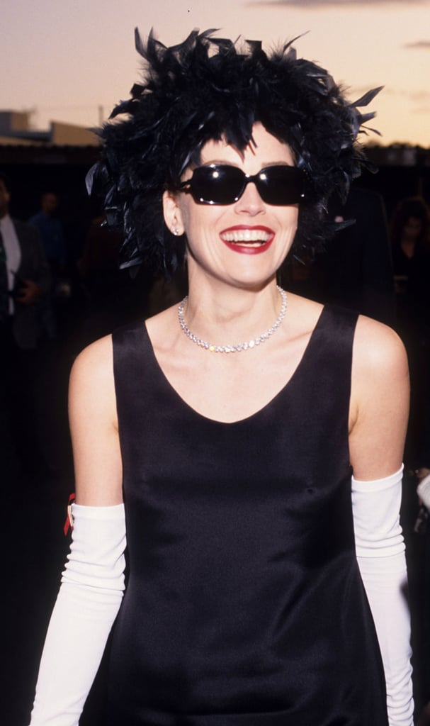 Sharon Stone wore sunglasses at night.