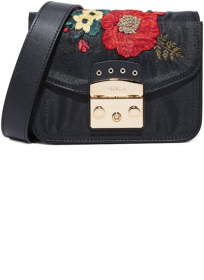 Furla's Metropolis mini shoulder bag ($498) comes with eye-catching embroidery.