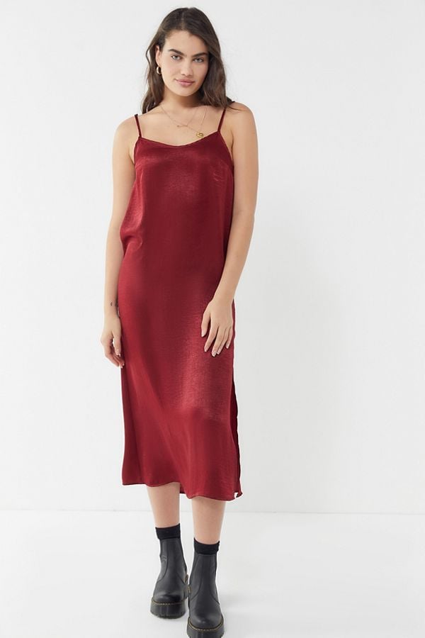 Urban Renewal Remnants Satin Side Slit Midi Slip Dress Amal Clooney