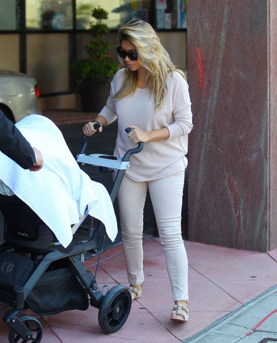 Kim stepped out in Beverly Hills with baby North West in October 2013.