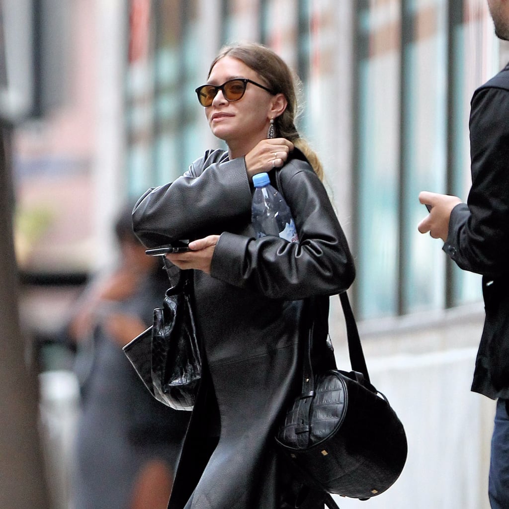 Ashley Olsen Wearing Leather Coat