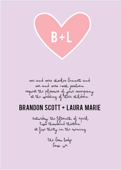 Heart Initals Wedding Invitation