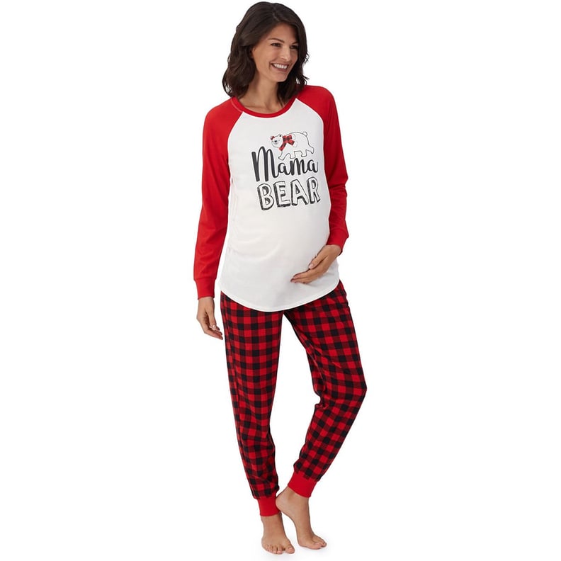 Kohl’s Maternity Jammies For Your Families Cool Bear Top and Plaid Pants