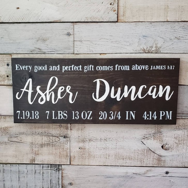 Birth Announcement Wood Sign Baby Stats Signs on Etsy POPSUGAR UK