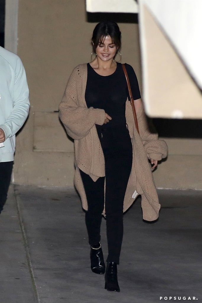 Selena Gomez's Black Ankle Boots With Chains