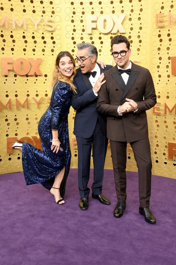 Annie Murphy, Eugene Levy, and Dan Levy at the 2019 Emmys