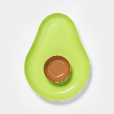 Sun Squad 2pc Plastic Avocado Chip and Dip Bowl (Green)