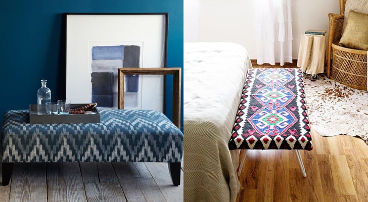 Buy it: Patterned ottoman bench ($359-$479, originally $449-$599) 
DIY it: Why drop hundreds when you can use plywood, foam batting, and legs to turn a small but gorgeous rug into a stunning DIY bench? 
Source: West Elm, A Beautiful Mess